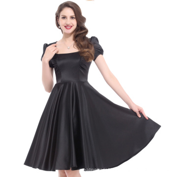 Belle Poque Hollowed Back Kurzarm Schwarz 50s Swing Kleid Retro Pin Up Kleid Vintage Kleid BP000025-1